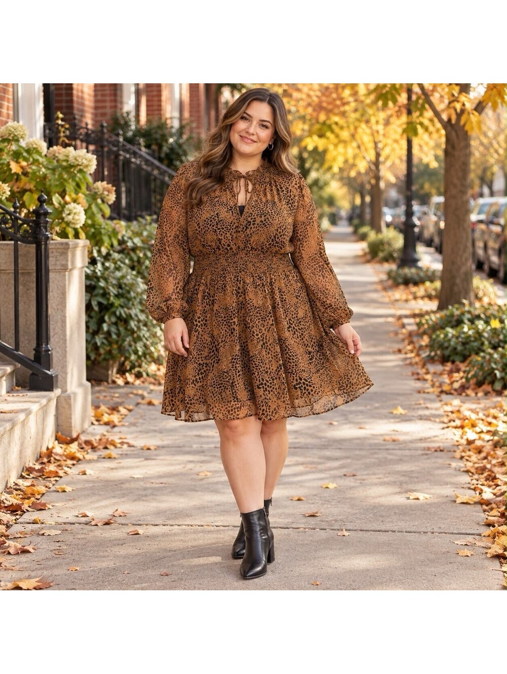 Forever 21 3x Brown Black Animal Print Dress